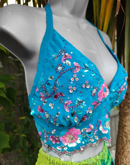 Jewel Bralette/ Halter top heavily embellished 