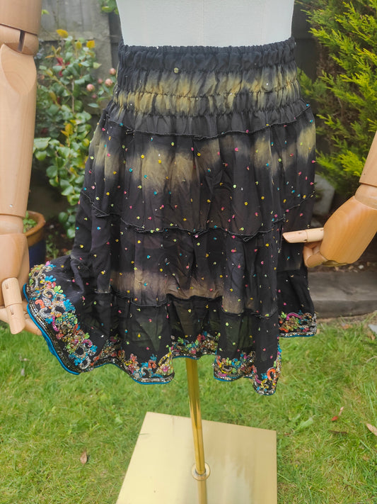 Boho sari beach skirt - jewel black 