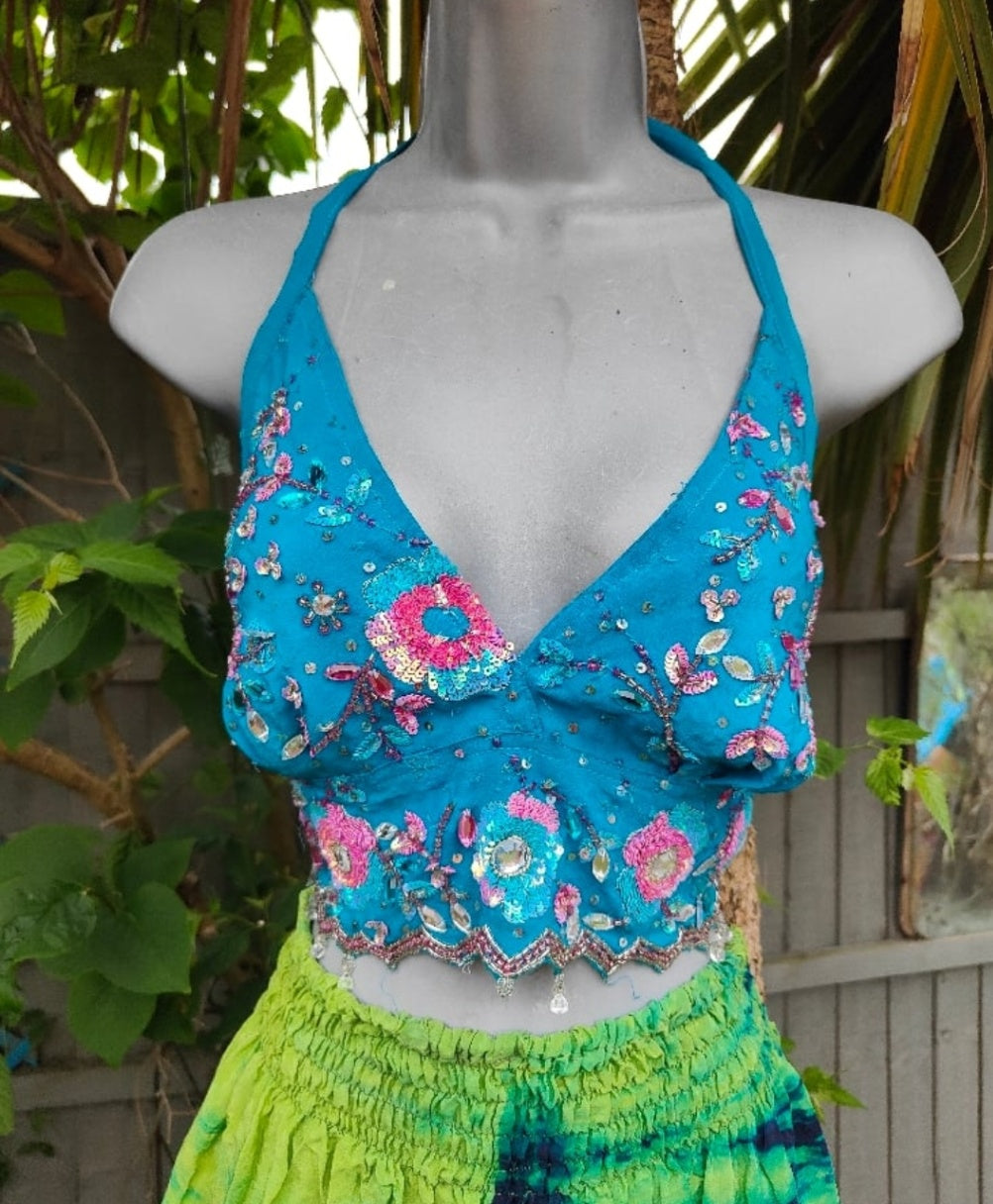 Jewel Bralette/ Halter top heavily embellished 