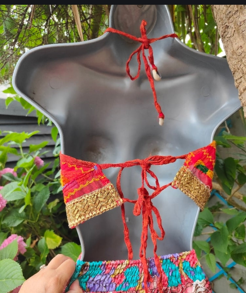 Jewel Bralette Halter neck top -unique Shell details