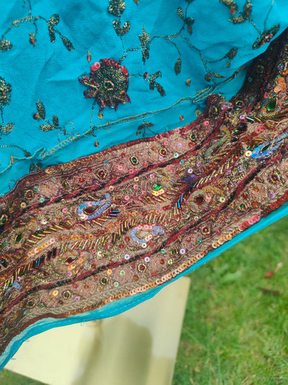 Boho sari beach skirt - Turquoise 