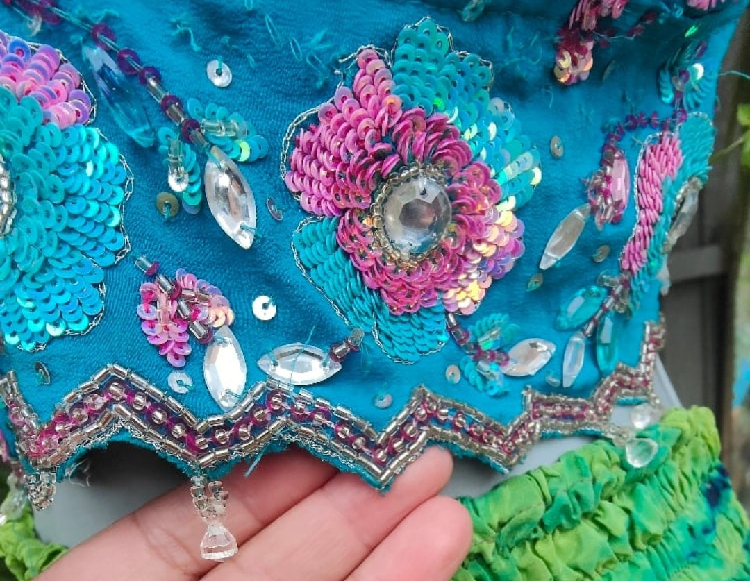 Jewel Bralette/ Halter top heavily embellished 