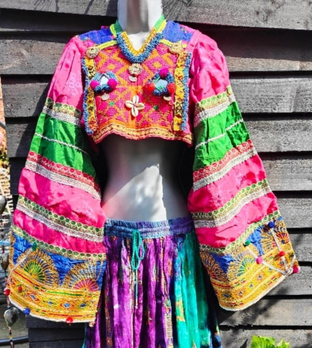 Vintage Afghani Bohemian Top - rare find - 4-10 uk