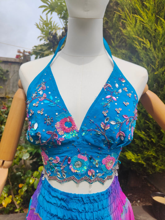 Jewel Bralette/ Halter top heavily embellished 