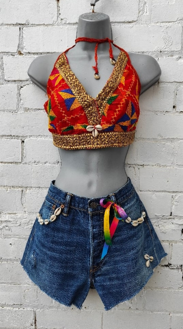 Jewel Bralette Halter neck top -unique Shell details