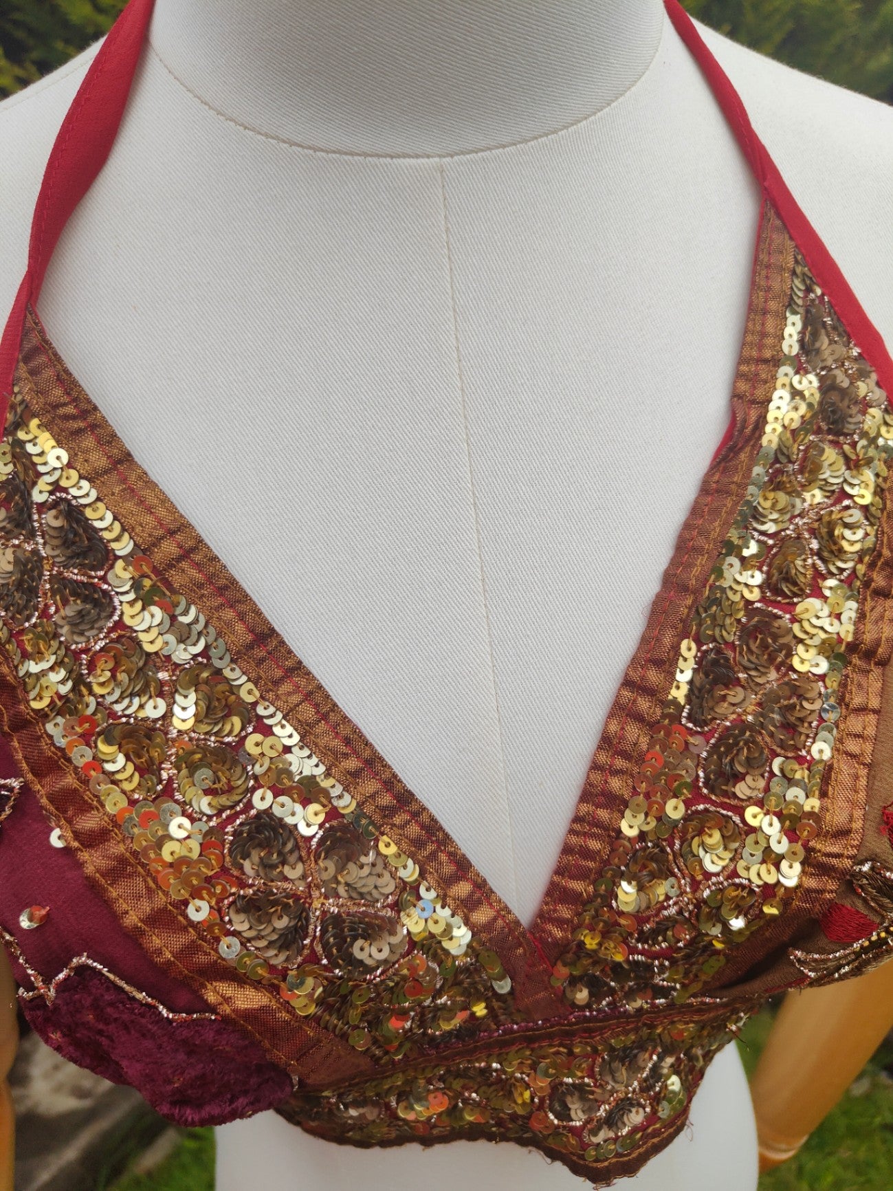Jewelled bralette halter neck top -unique -two tone