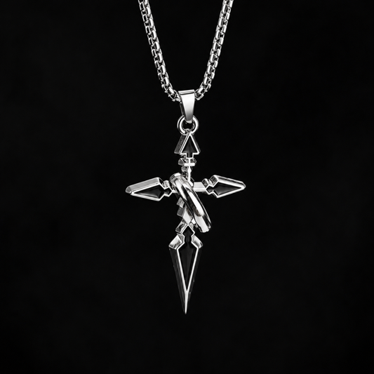 Punk Cross Silver Necklace Stainless Steel