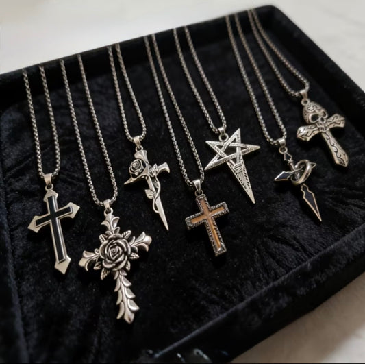 Skull Cross Silver Necklace Stainless Steel