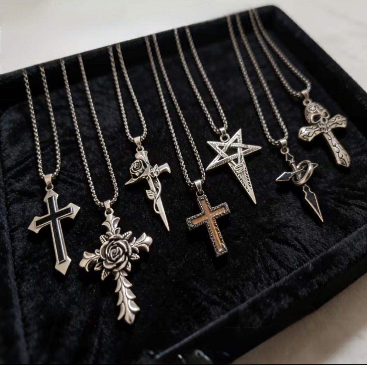 Skull Cross Silver Necklace Stainless Steel