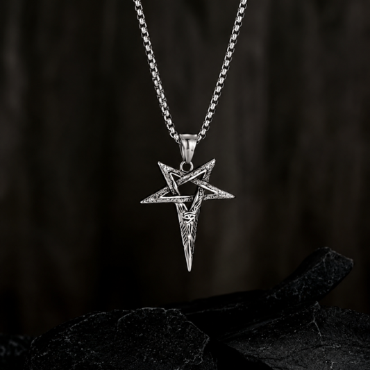 Pentagon Silver Necklace Stainless Steel
