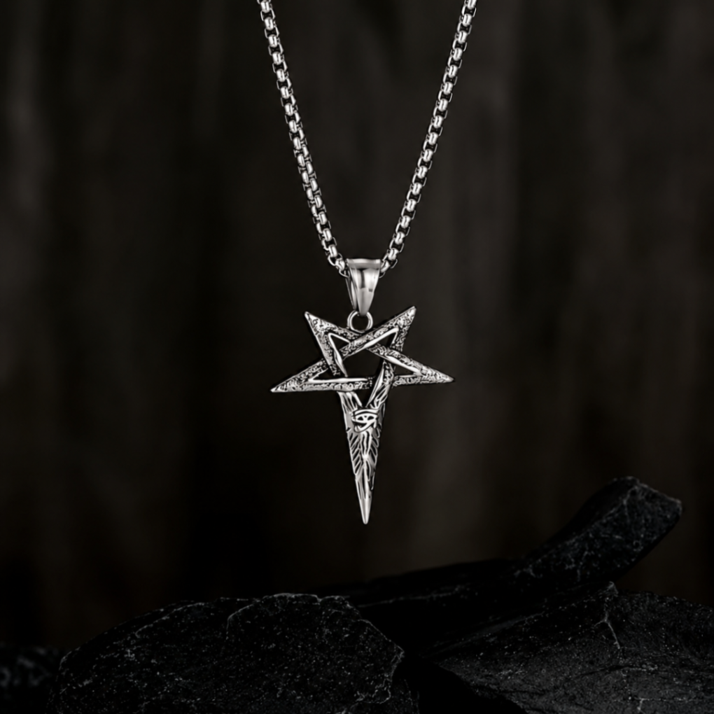 Pentagon Silver Necklace Stainless Steel