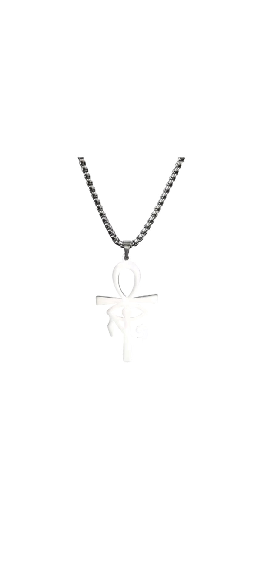    Silver Eye of Eternity Ankh Stainless Steel Necklace