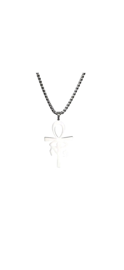    Silver Eye of Eternity Ankh Stainless Steel Necklace