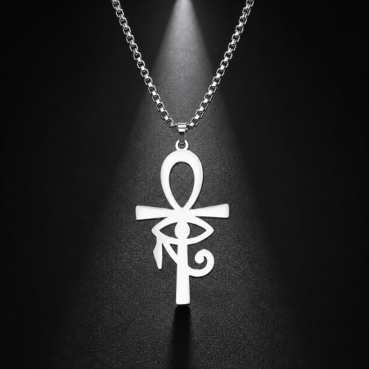    Silver Eye of Eternity Ankh Stainless Steel Necklace