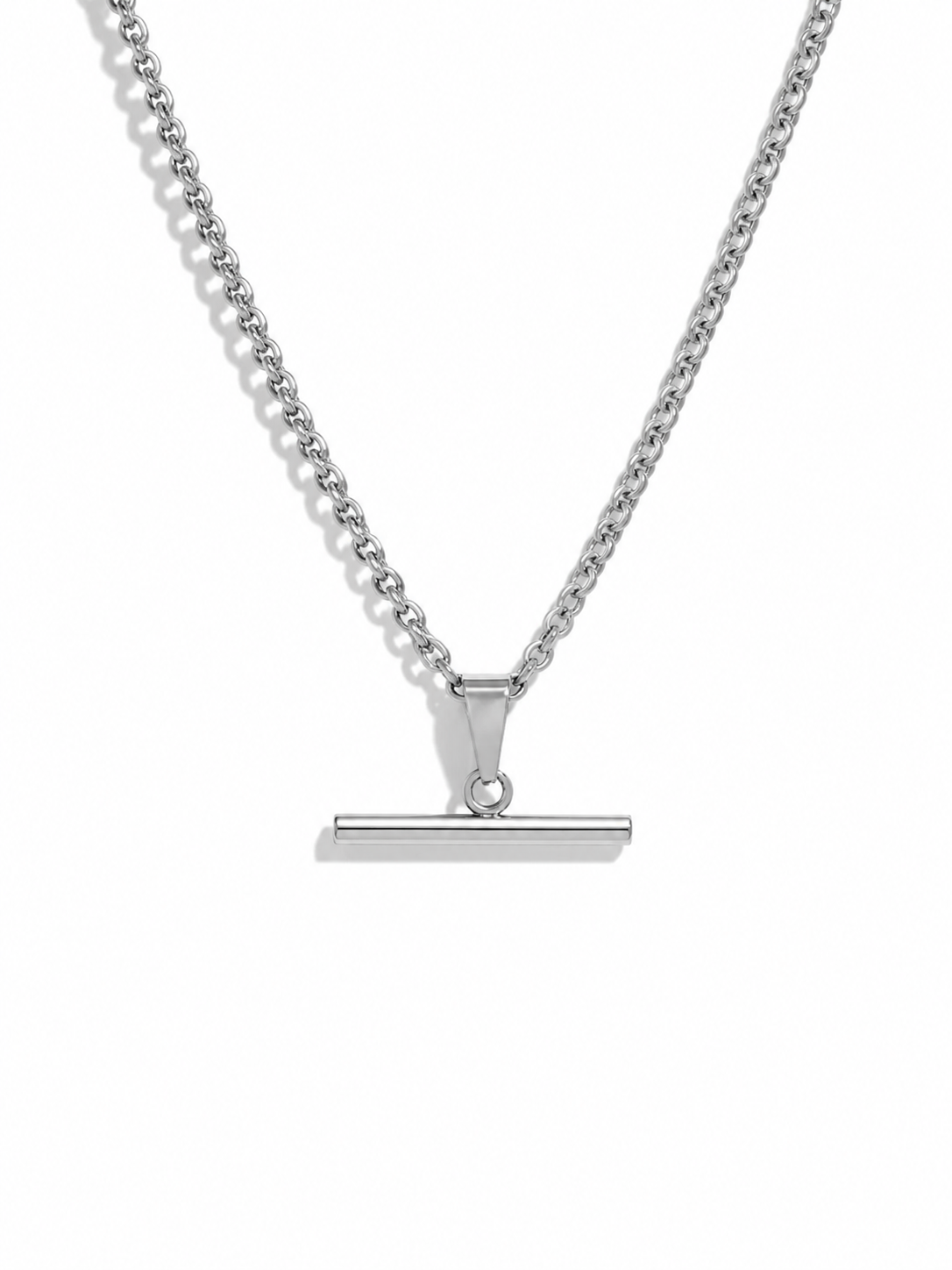 Silver Stainless Steel T-Bar necklace