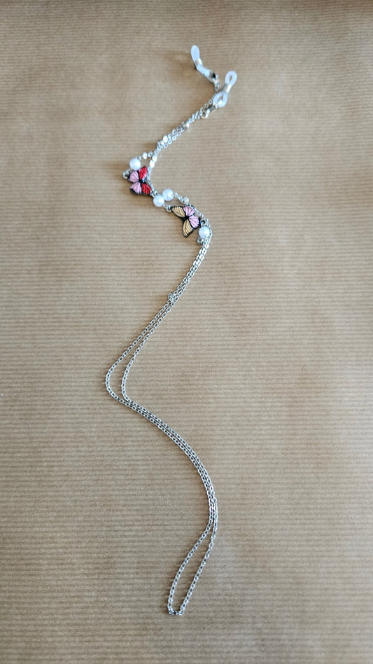 Sunglasses Chain: Silver Butterfly