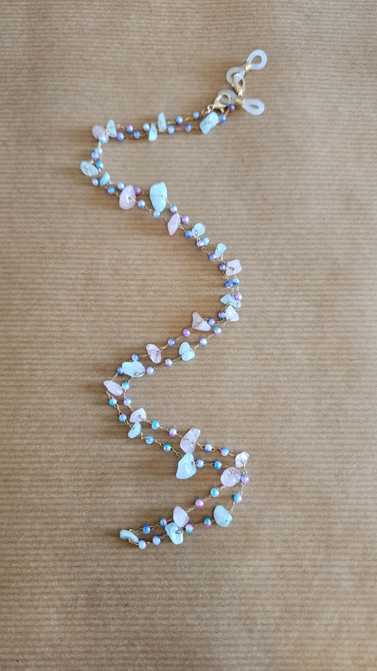 Sunglasses Chain: Pink & Green Crystal
