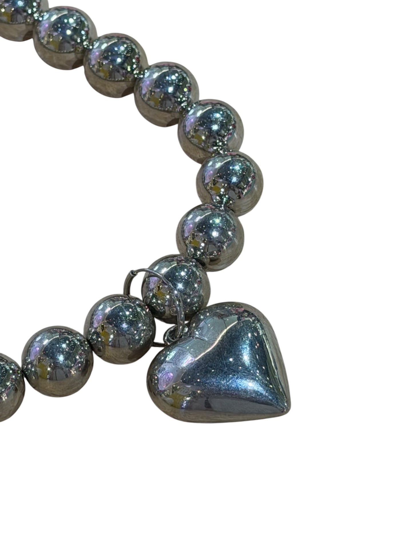 Silver Ball Heart Necklace 
