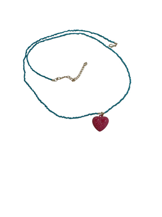 Blue Bead Heart Belt
