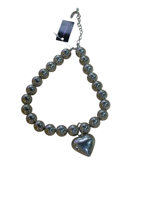 Silver Ball Heart Necklace 