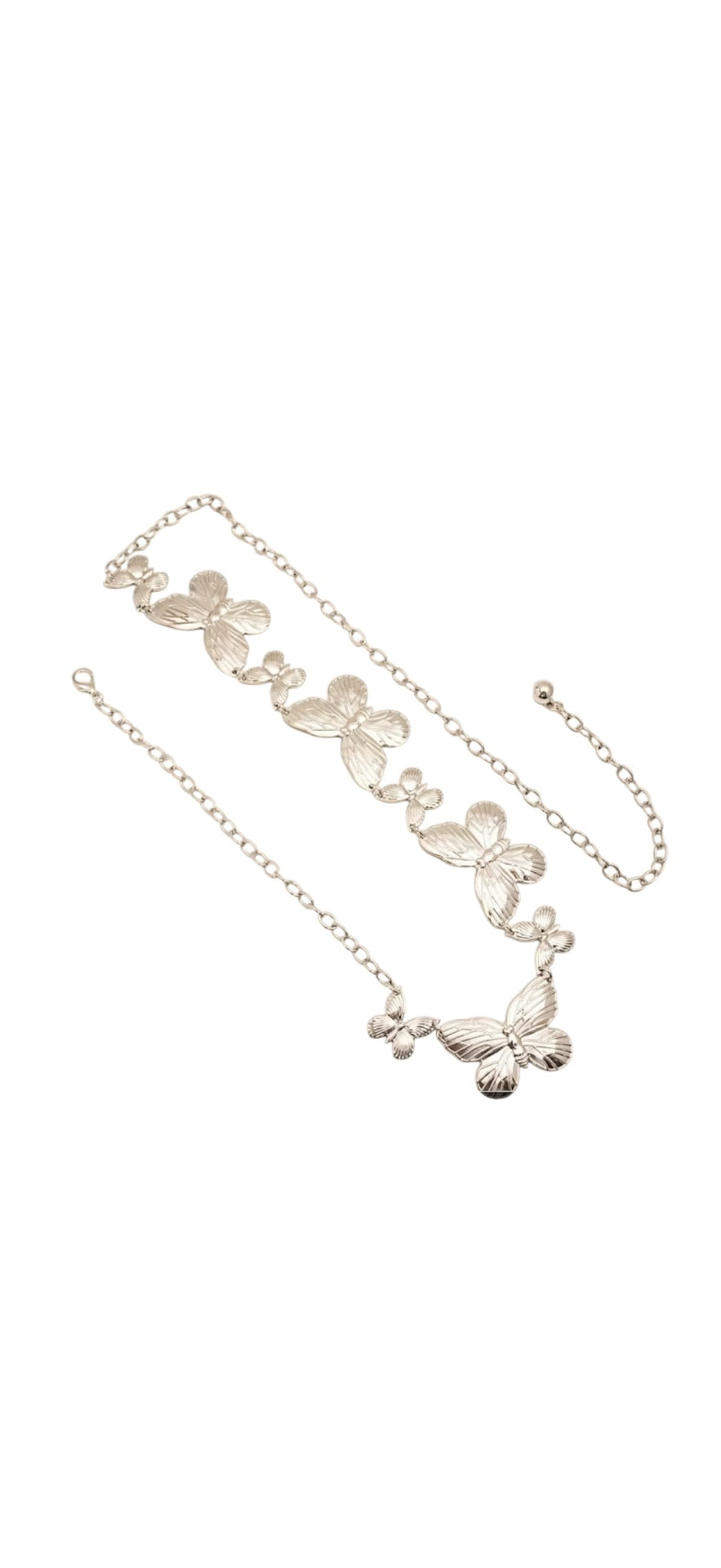 Silver Twin Butterfly Chain Belt 