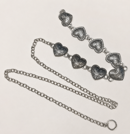 Silver Boho Heart Chain Belt