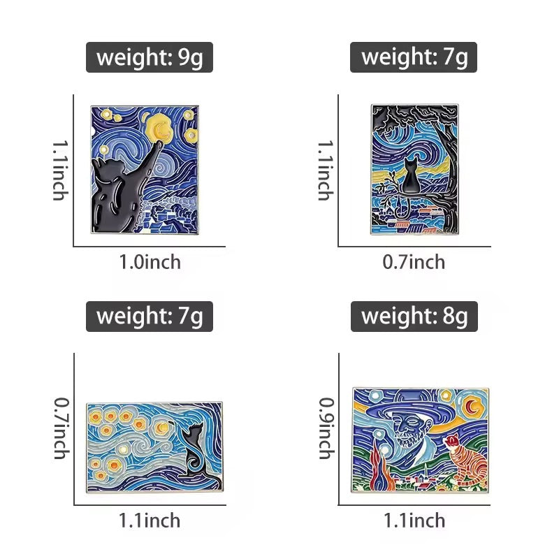 Cat Van Gogh Pin Mix Pot Luck