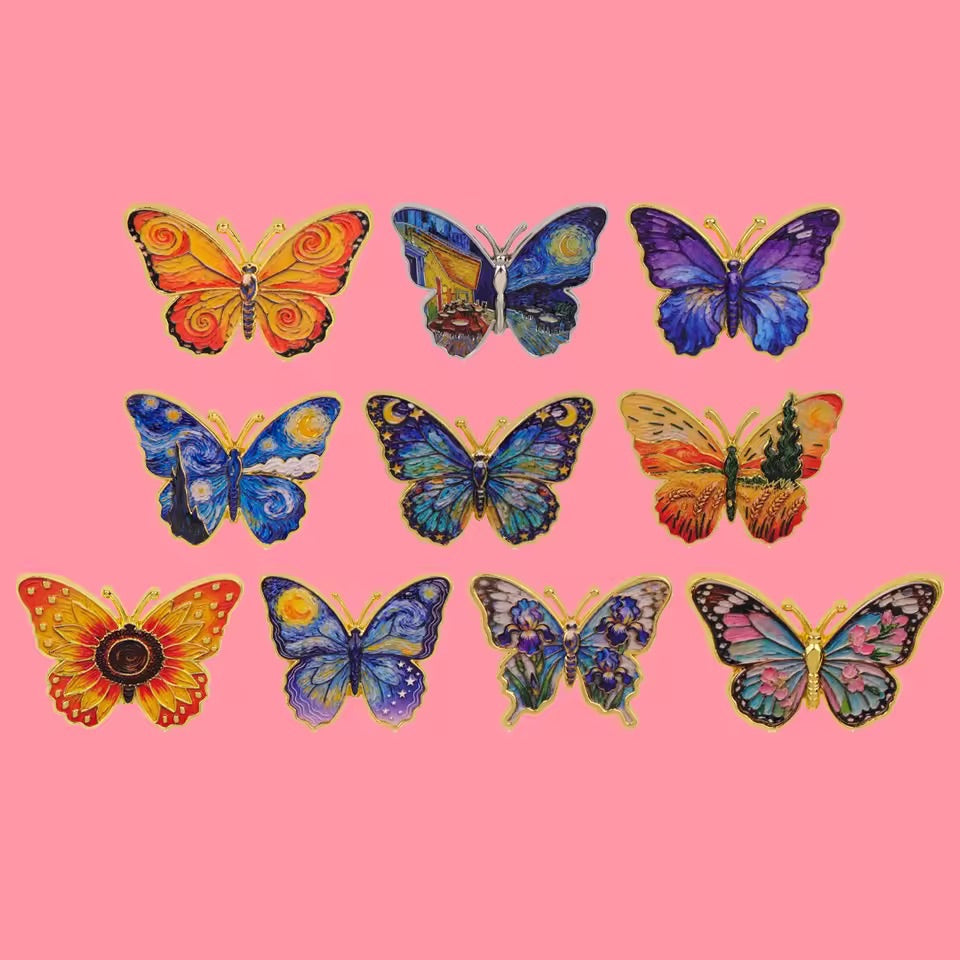 Van Gogh Butterfly Pin Mix Pot Luck