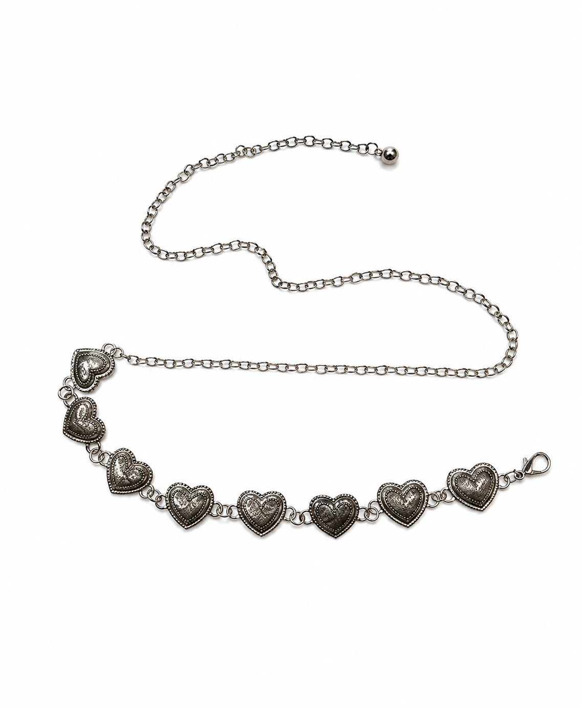 Silver Boho Heart Chain Belt