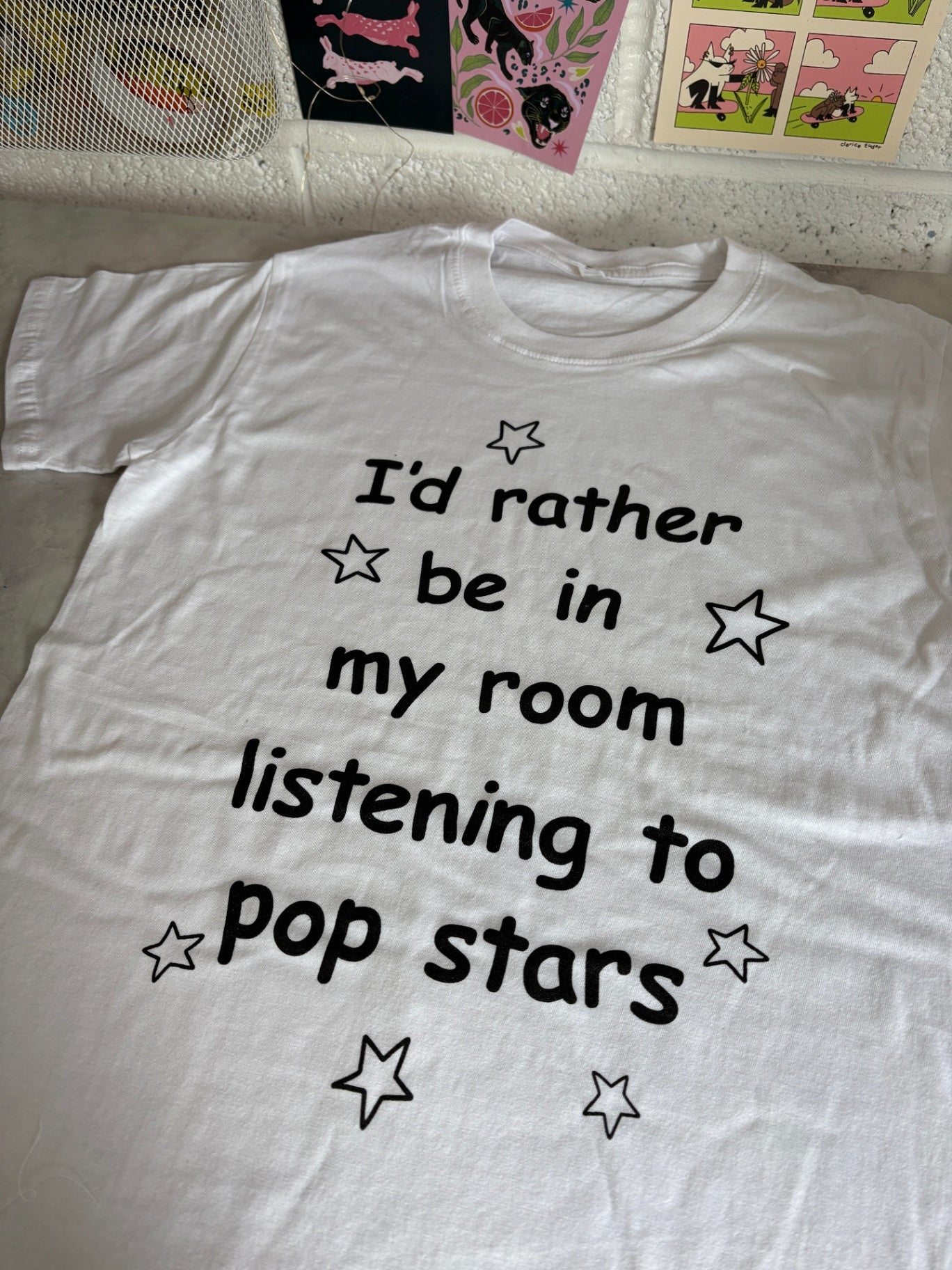 I'd Rather Be In My Room Listening To Pop Stars White T-Shirt - LARGE