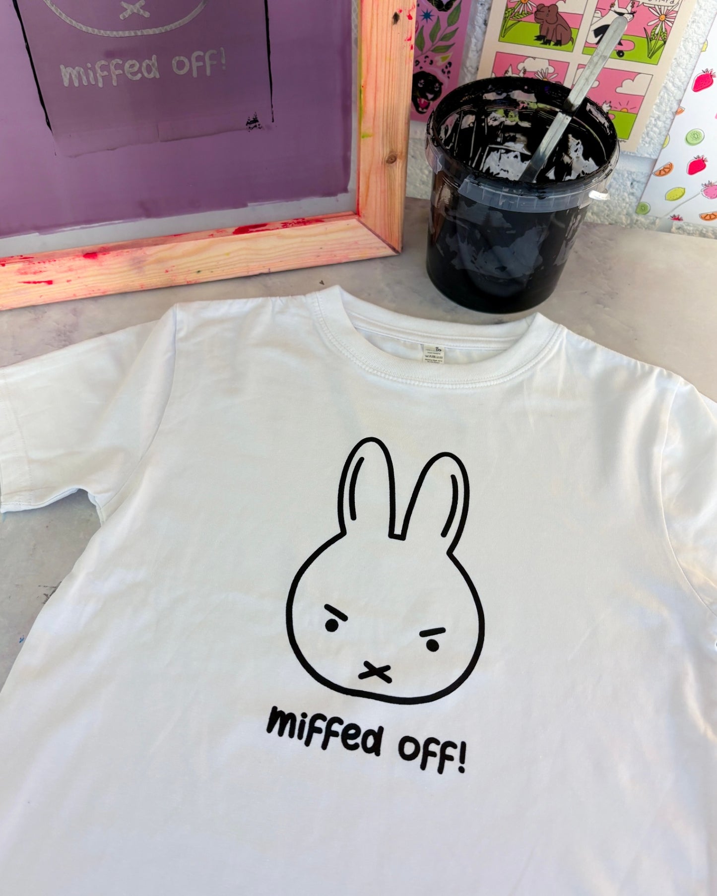 Miffed Off Rabbit Screen Printed Baby Tee - MEDIUM