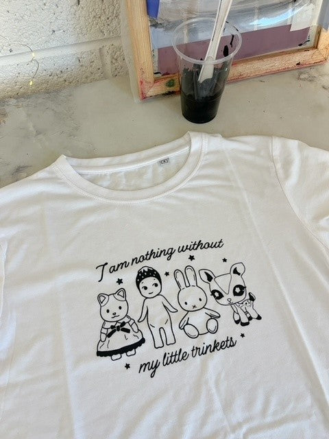 I Am Nothing Without My Trinkets Screen Printed Baby Tee - MEDIUM
