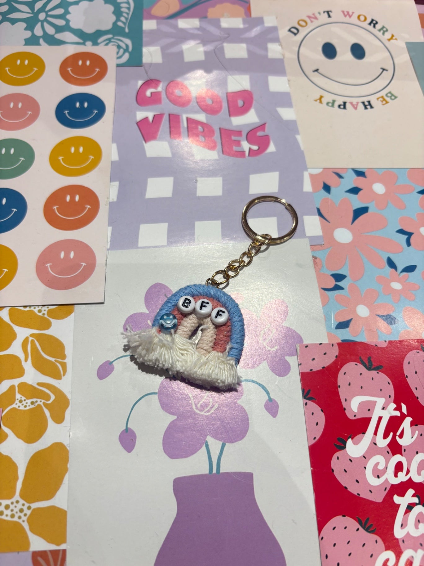 Blue/Pink BFF Rainbow Keyring 