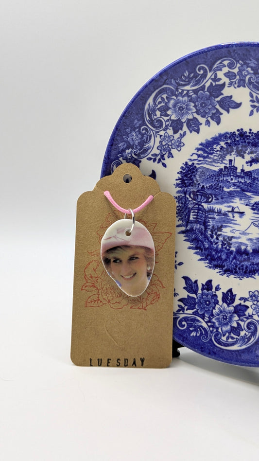 Pendant on Cord | Made from Vintage Plates 