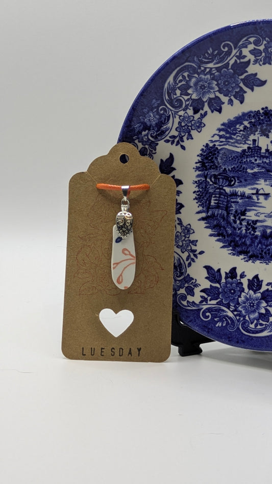 Pendant on Cord | Made from Vintage Plates