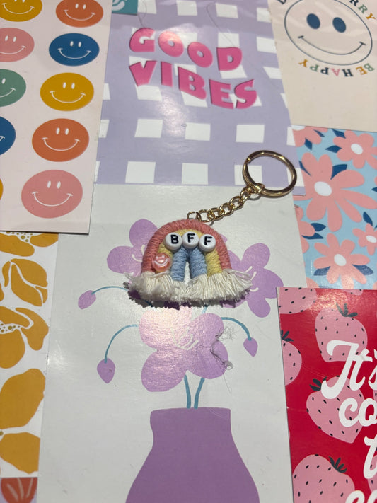 Pink/blue BFF Rainbow Keyring