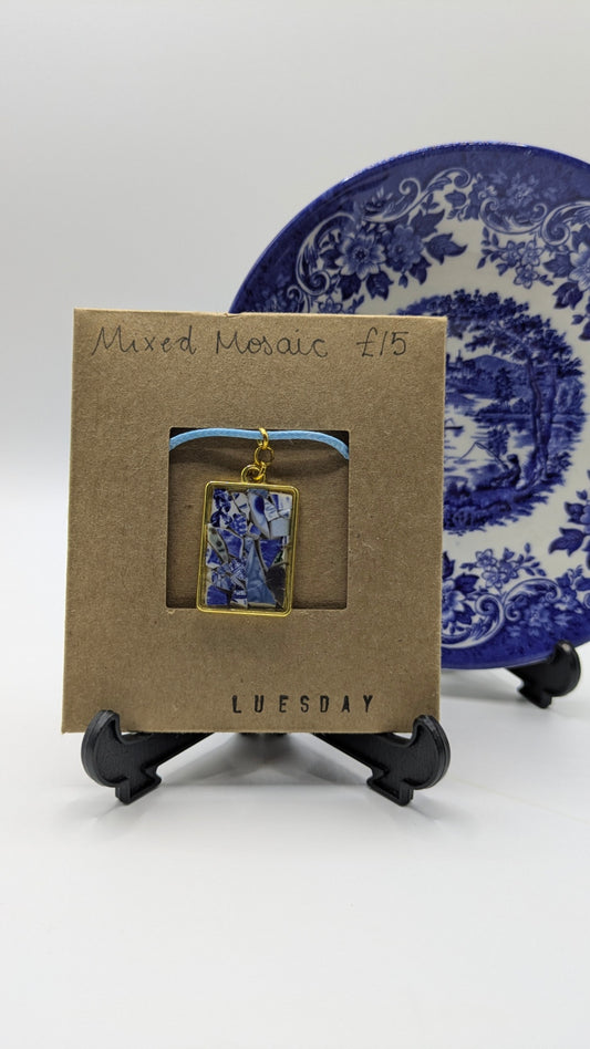 Mosaic Pendant Necklace | Made from Vintage Plates 