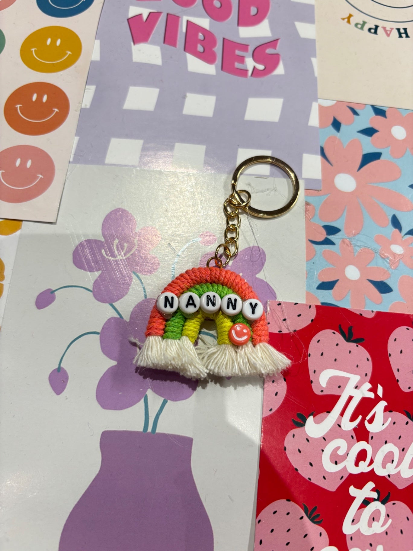 Orange Nanny Rainbow Keyring 