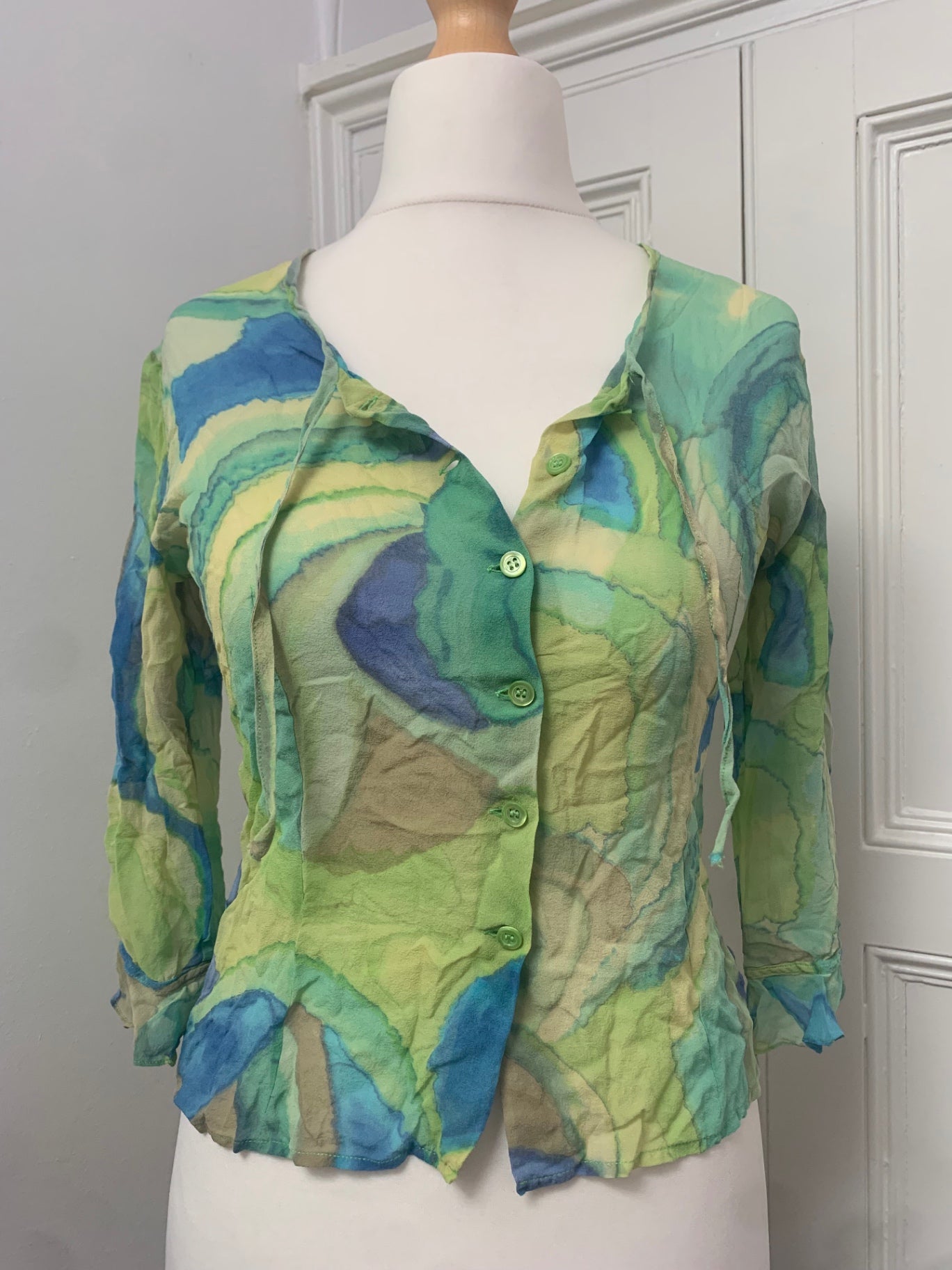 sheer colourful button up top