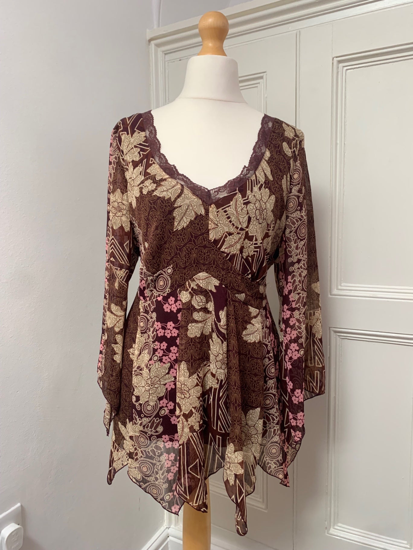 brown floral fairy top