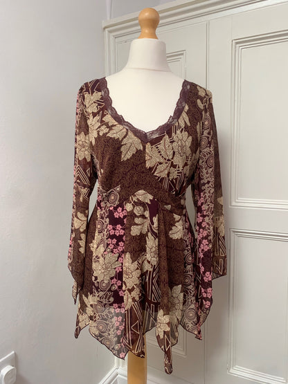 brown floral fairy top