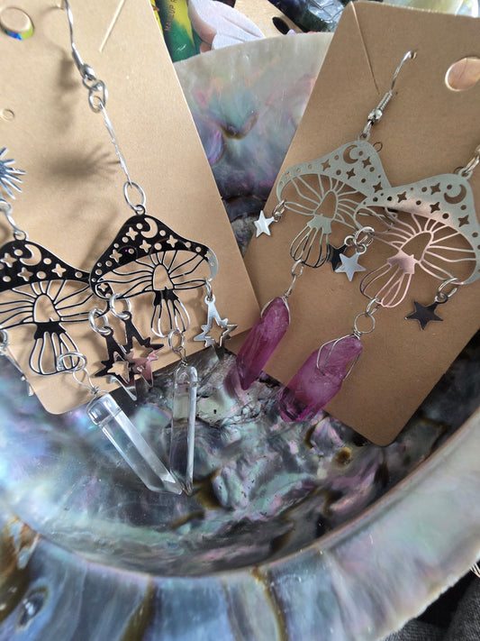 Mushoom faux crystal earrings 