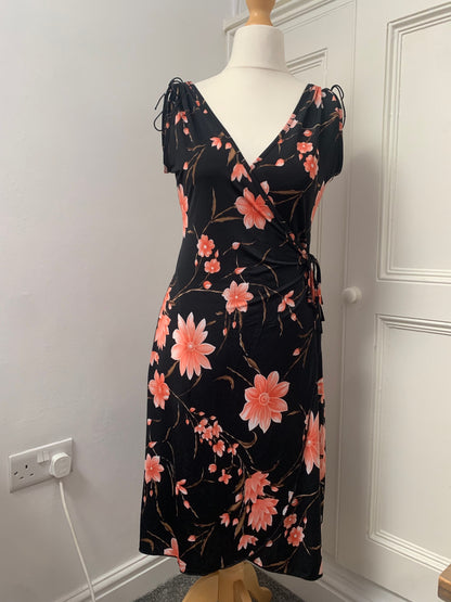 black floral tie up dress