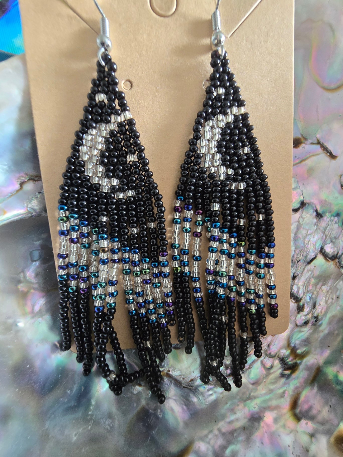 Beaded moon earrings 