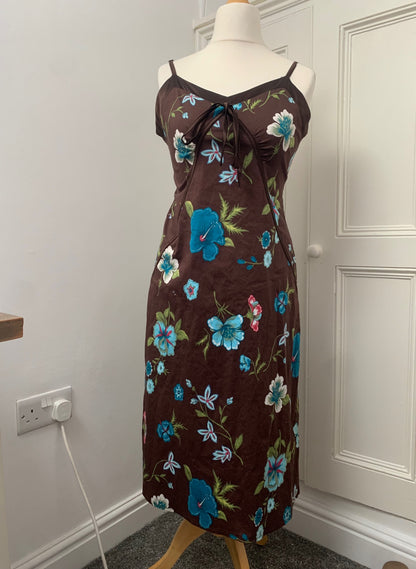 97% cotton brown floral dress