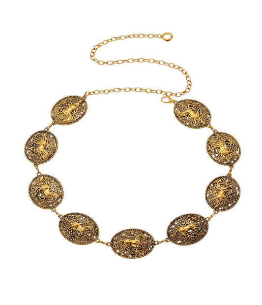 Gold Western Horse Chain Belt