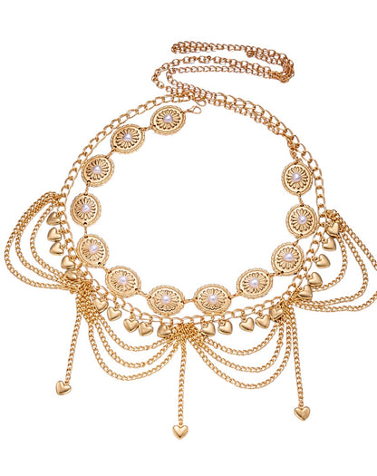 Gold Pearl Heart Belt 
