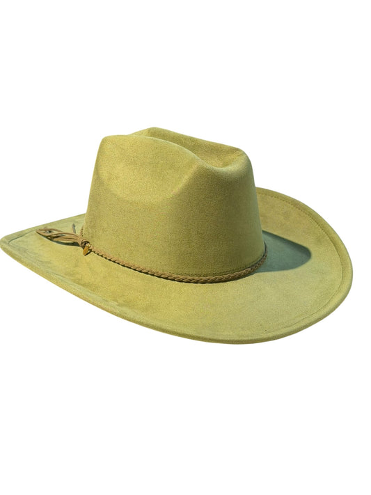 Green Suede Style Cowboy Hat Adjustable 