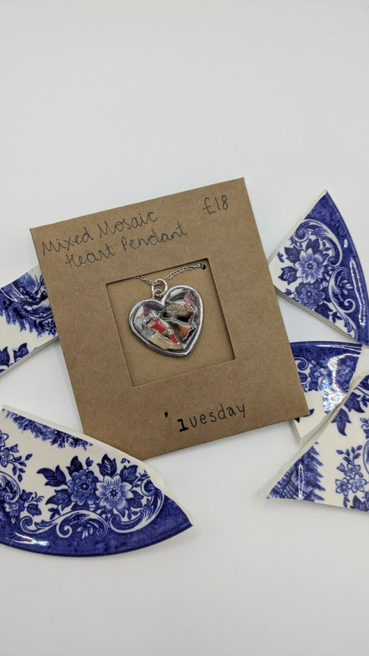 Mosaic Pendant Necklace | Handmade from Vintage Plates 