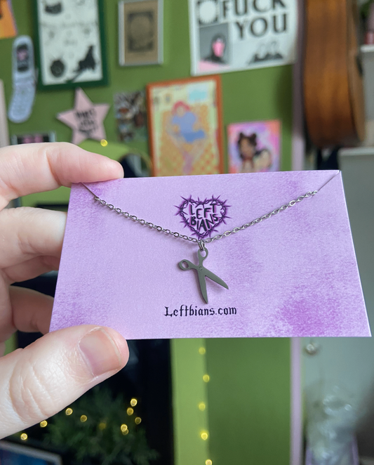 Scissor charm necklace in stainless steel 